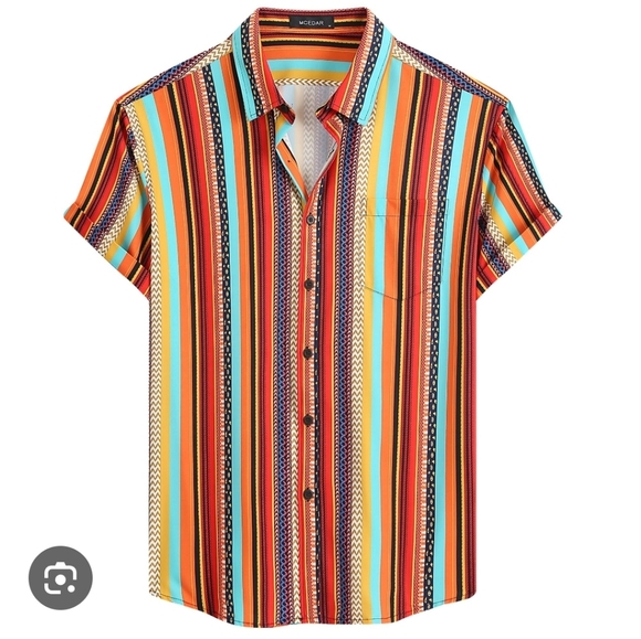 Men's Mcedar Striped Shirt Button Up Size Large - Picture 1 of 6